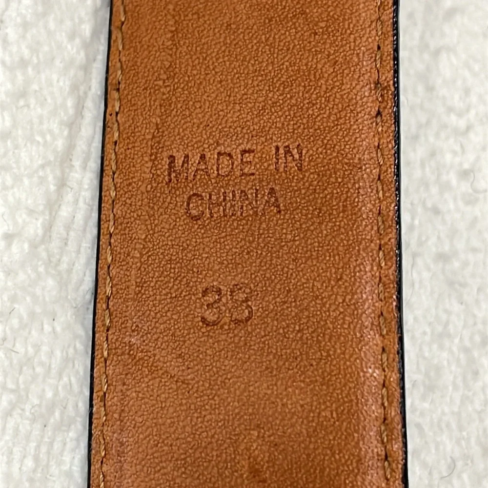 Mens Ralph Lauren Leather Dress Belt Black & Brown Brushed Gold Buckle Size 38